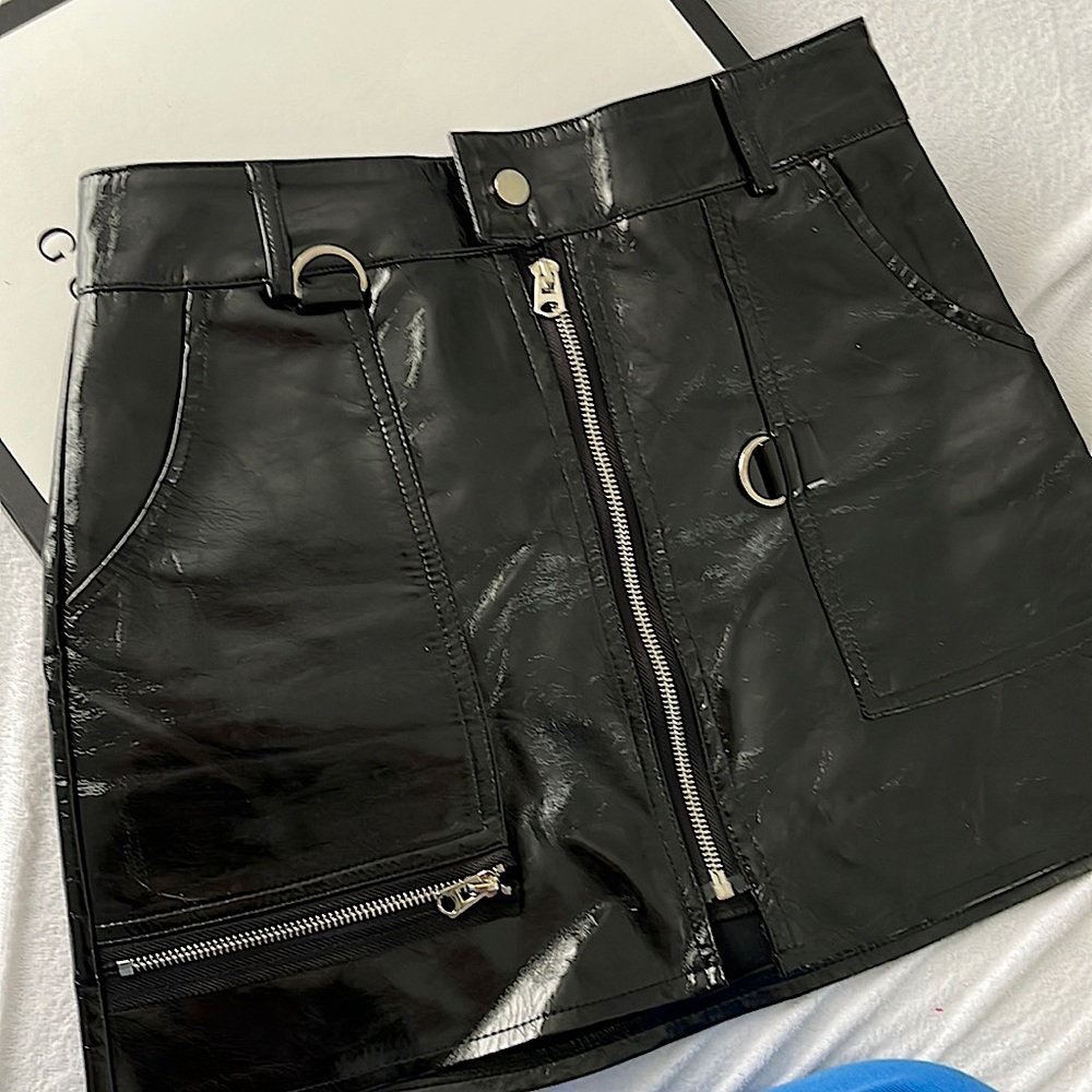 Vintage faux shiny  leather mini skirt